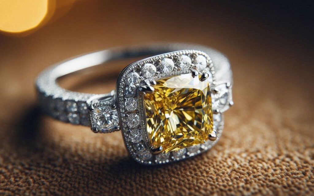 Vỏ nhẫn vàng trắng sẽ làm nổi bật viên kim cương hơn