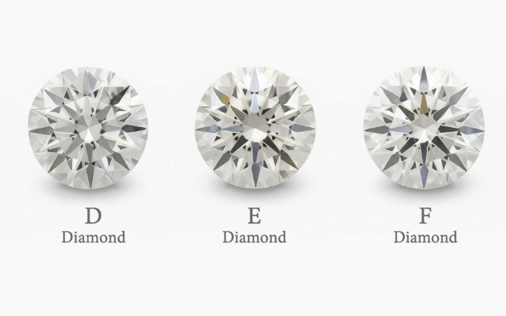 Kim cương nước D, E, F được đính lên trang sức, sự khác biệt gần như biến mất.