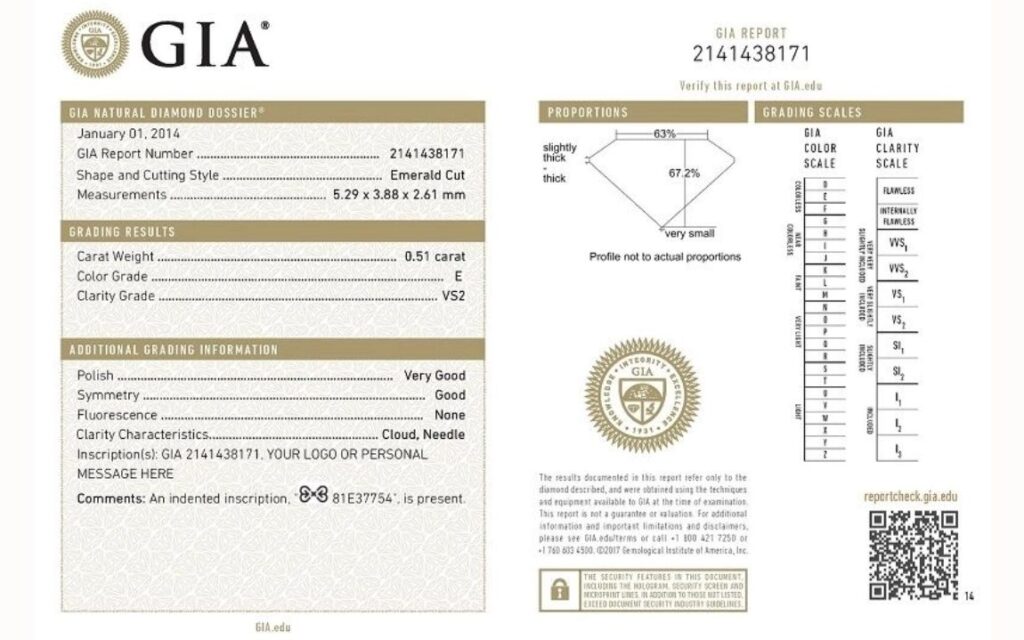 Giấy kiểm định kim cương GIA