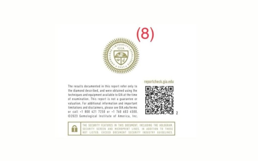 Tính năng bảo mật trên giấy kiểm định kim cương GIA