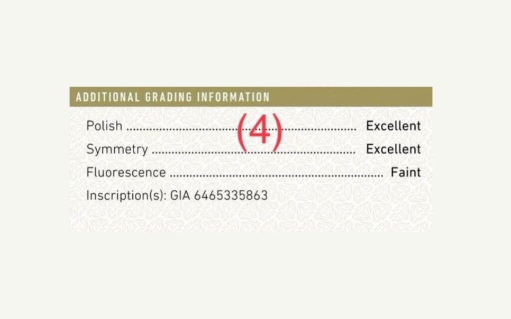 Các thông tin bổ sung trên giấy GIA