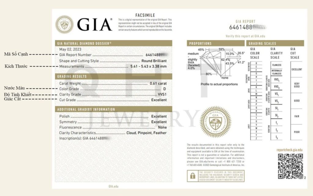 giấy kiểm định kim cương