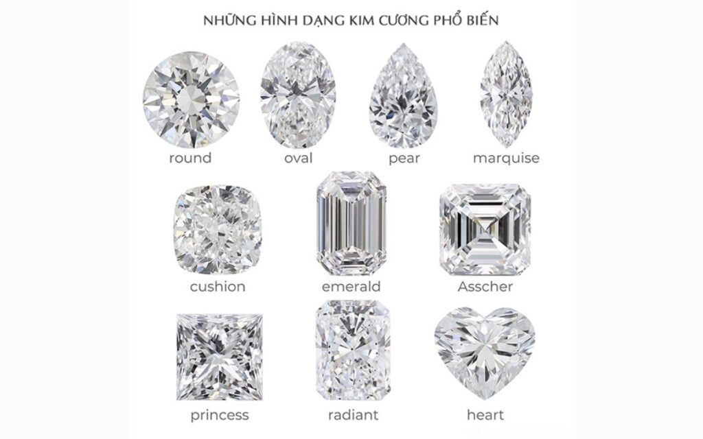 Các dạng shape kim cương phổ biến
