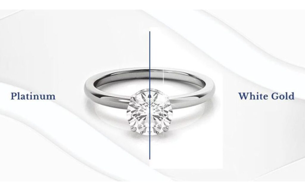 Bạch kim là Platinum nguyên bản, có màu trắng tự nhiên, nặng và bền hơn vàng trắng vốn cần pha hợp kim và phủ Rhodium